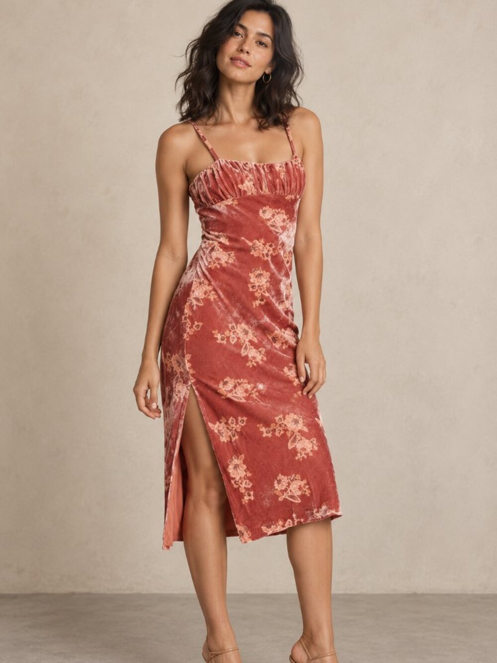 Anthropologie Hutch Hayden Velvet Slip Floral Maxi Dress